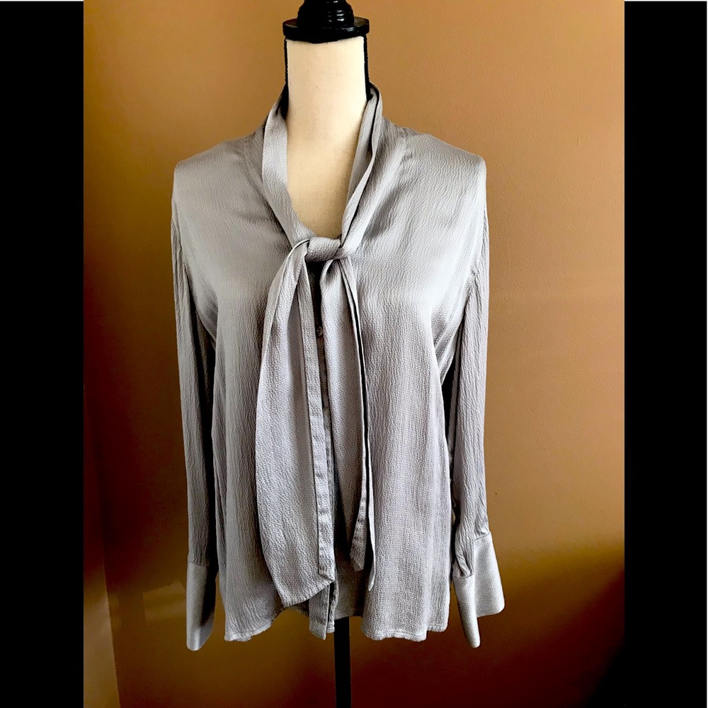 Chico’s silver blouse with bow